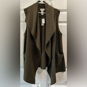 Olive Green Sleeveless Cardigan